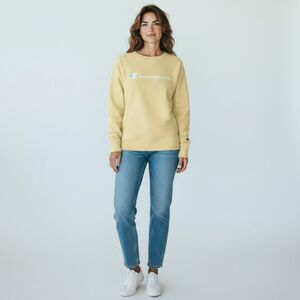 Champion Pullover Crewneck Sweater Light Yellow  Size M Athletic Script#282